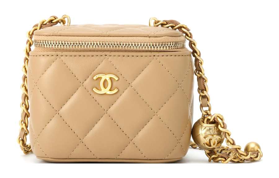 CHANEL Sheepskin Material Gold Metal LP Box Bag Chain Makeup Bag, Crossbody Bag, Shoulder Bag Small Women's Beige