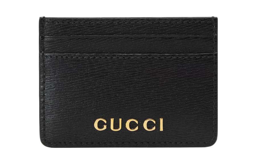 GUCCI Leather Card Holder Regular Women's Black