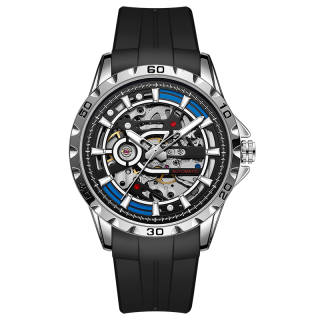 PEAK Explorer Collection Mechanical Movement Silicone Strap Watch Men's Watches Skeleton Dial