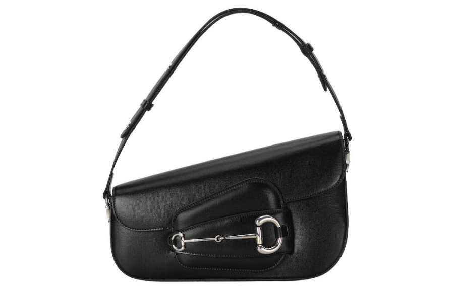 GUCCI Horsebit 1955 Leather Handbag, Shoulder Bag Small Women's Black