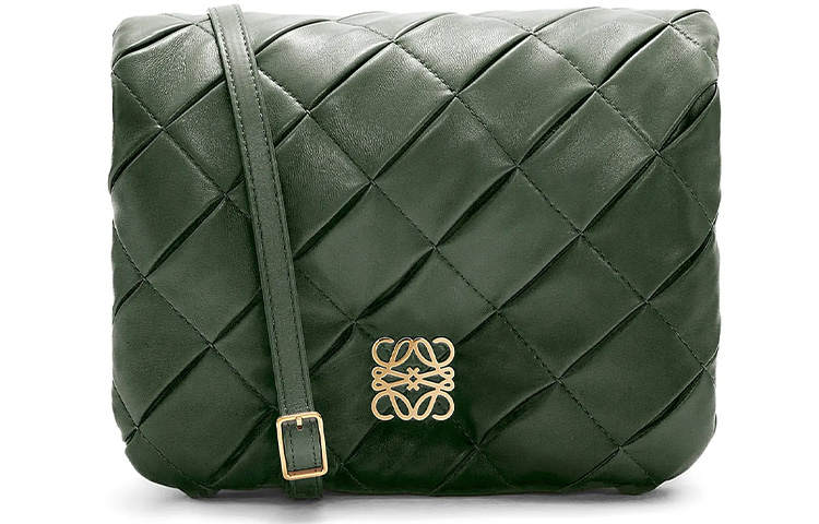 LOEWE Goya Bright Nappa Sheepskin Shoulder Bag, Crossbody Bag Regular Women's Dark Green