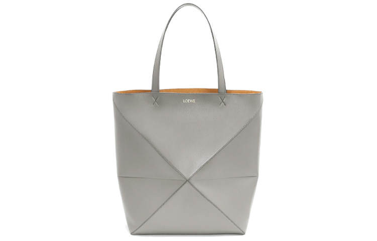 LOEWE Shiny Cow Leather Tote Bag, Shopping Bag, Shoulder Bag, Handbag Large Women's Pearl Gray