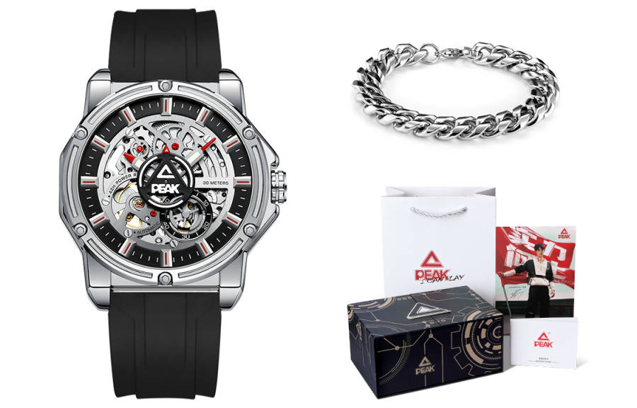 PEAK PEAK Challenger Collection Mechanical Movement Silicone Strap Watch Men's Watches Skeleton Dial