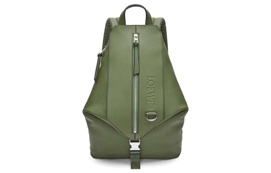 LOEWE LOEWE Cow Leather With Fabric Backpack Small Men's Forest Green