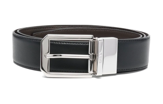 Ermenegildo Zegna Calfskin Leather Belts Men's Black Width 3.5cm