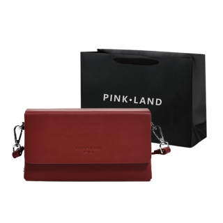 PINK·LAND Pu Small Square Bag, Trendy Shoulder Bag Regular Women's Burgundy/Black/White