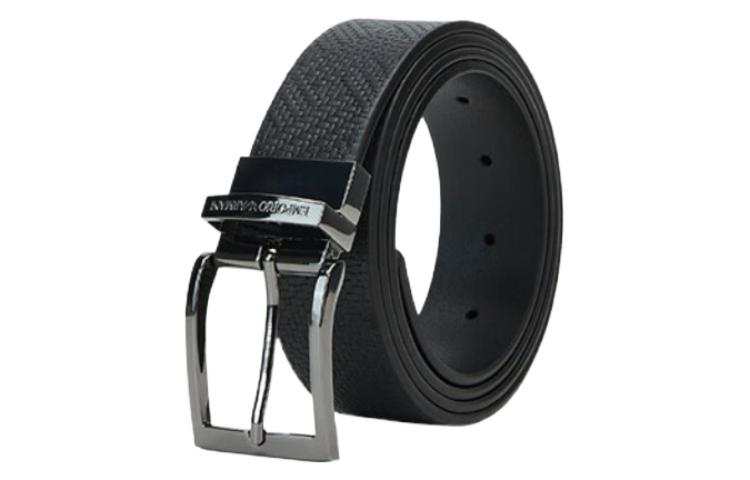 EMPORIO ARMANI Leather Belts Men's Black Width 3.5cm