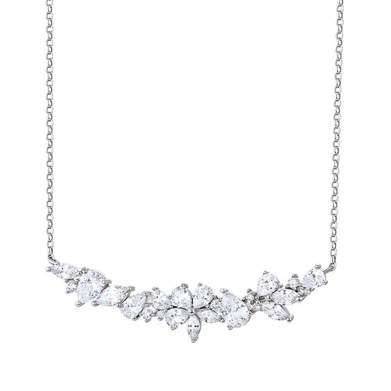 KADER 925 Sterling Silver 999 Fine Silver Synthetic Cubic Zirconia Necklaces Women's Silver White, Box Good Luck