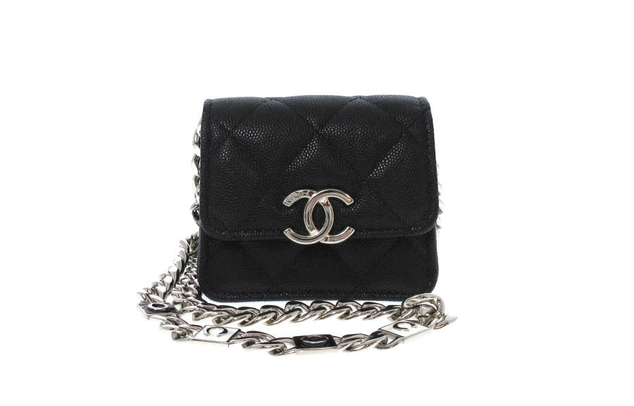 CHANEL Shiny Grain Embossed Caviar Calfskin Shoulder Bag, Crossbody Bag, Clutch Regular Women's Black