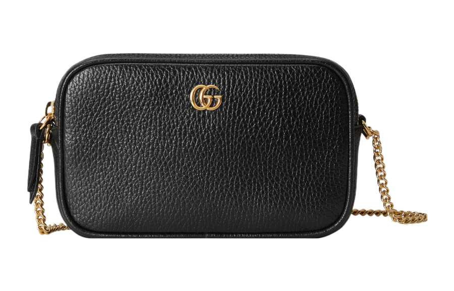 GUCCI GG Marmont Leather Crossbody Bag, Shoulder Bag Mini Women's Black