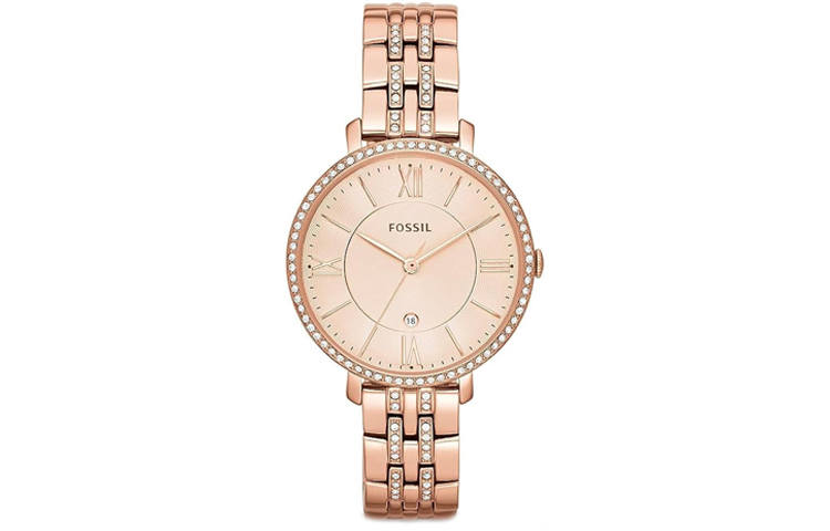 FOSSIL Jacqueline Collection Wrist Watch Quartz Movement Stainless Steel Strap 36mm Rose Gold Watch Dial Women's Watch