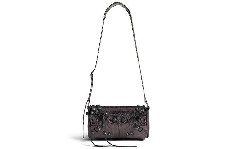Balenciaga Le Cagole Fine Grained Sheepskin Cylinder Bag, Crossbody Bag, Shoulder Bag Men's Dark Gray