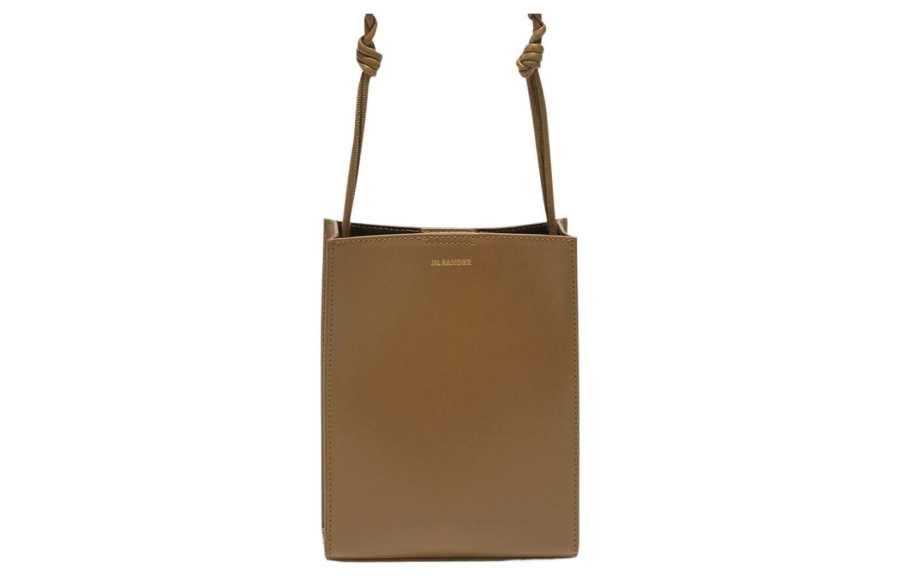JIL SANDER Tangle Calfskin Small Square Bag, Crossbody Bag, Shoulder Bag Small Women's Khaki Brown