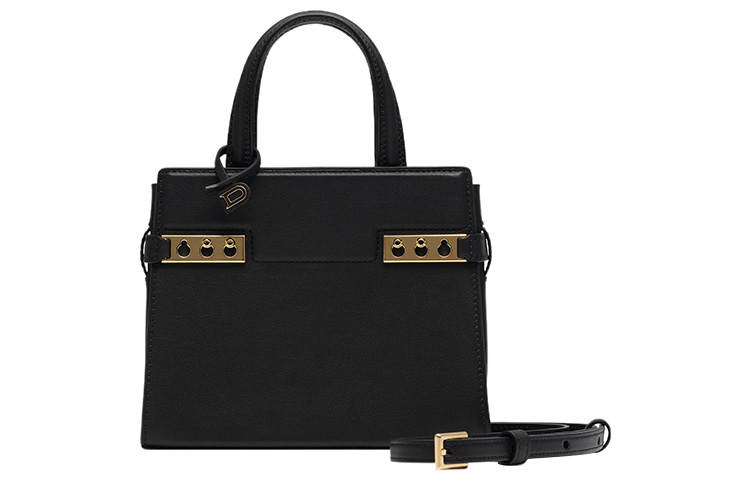 Delvaux Delvau Tempête Grain Calfskin Shoulder Bag, Crossbody Bag, Handbag Small Women's Black