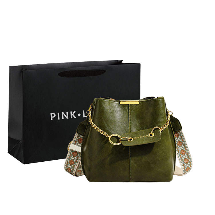 PINK·LAND Pu Shoulder Bag Women's Green/Black/Ecru/Coffee