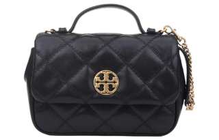 TORY BURCH Tory Burch Willa Leather Square Bag, Shoulder Bag, Crossbody Bag, Handbag Women's Black