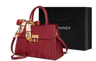 C°BANNER Cow Leather Mom Bag Handbag Regular Women's Burgundy