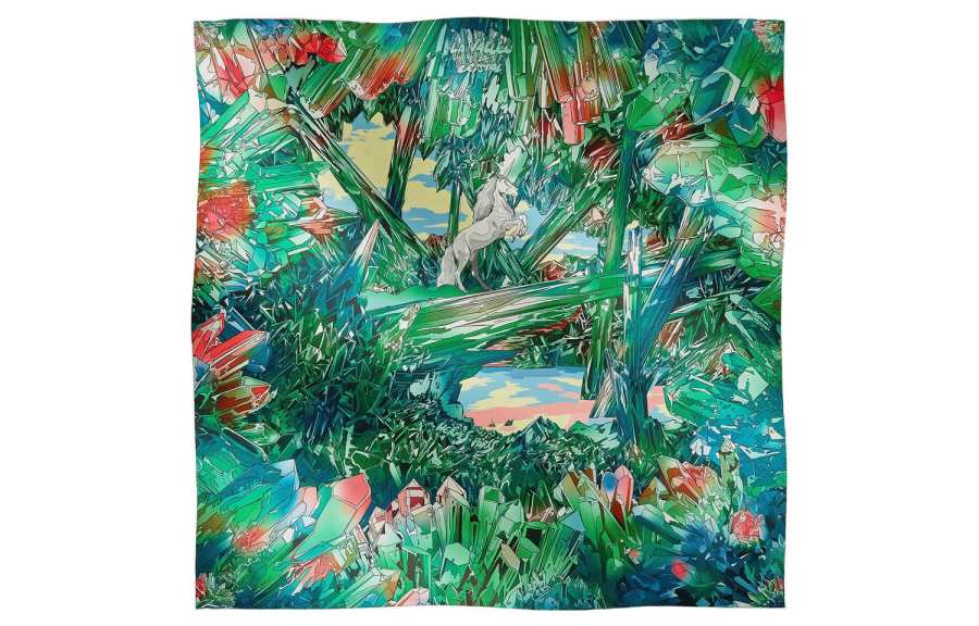 HERMES HERMES Silk Scarves Unisex Green