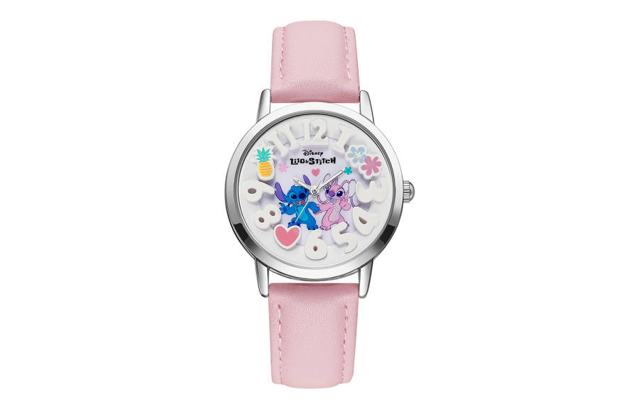 Disney Stitch Collection Quartz Movement Leather Strap Watch Women's Watch White Dial 30m Waterproof