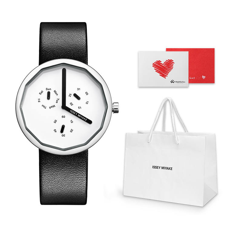 ISSEY MIYAKE Twelve 30m Water Resistant Quartz Movement Leather Strap Watch 38mm Unisex White Dial