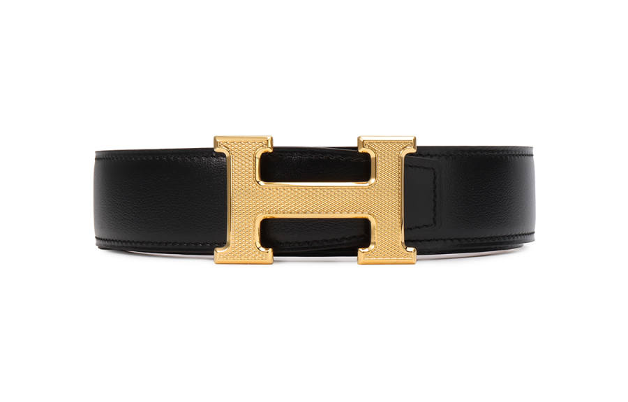HERMES HERMES Calfskin Leather Belts Men's Width 3.2cm