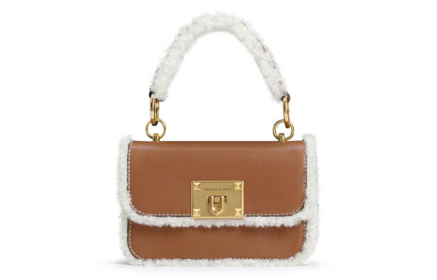 CHARLES&KEITH Fabric Charles & Keith Bag, Small Square Bag, Handbag, Crossbody Bag Small Women's Pink/Camel