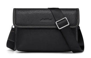 MashaLanti Cow Leather Messenger Bag, Shoulder Bag, Crossbody Bag Regular Men's Black