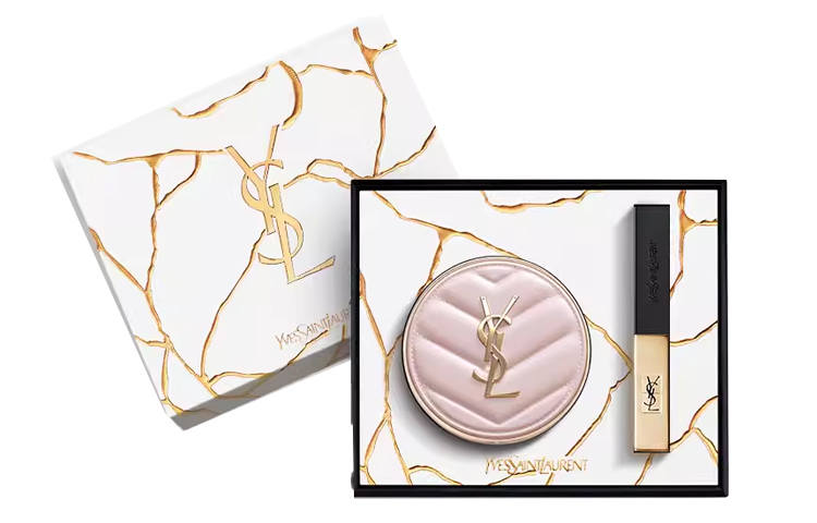 SAINT LAURENT Air Cushion Lipstick Makeup Set, Marble Limited Easy to Blend Correcting Skin Tone