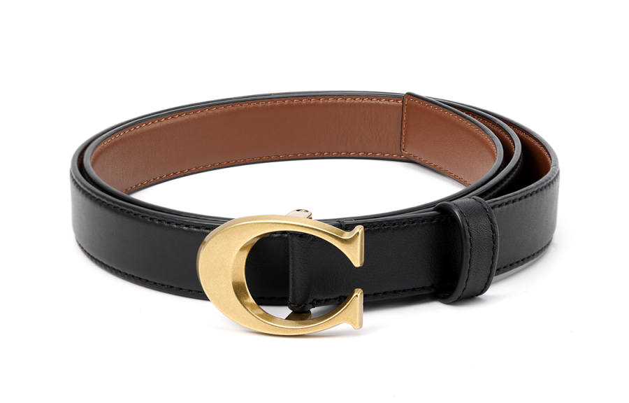 COACH COACH Cow Leather Belts Women's Black/Brown Width 2.5cm