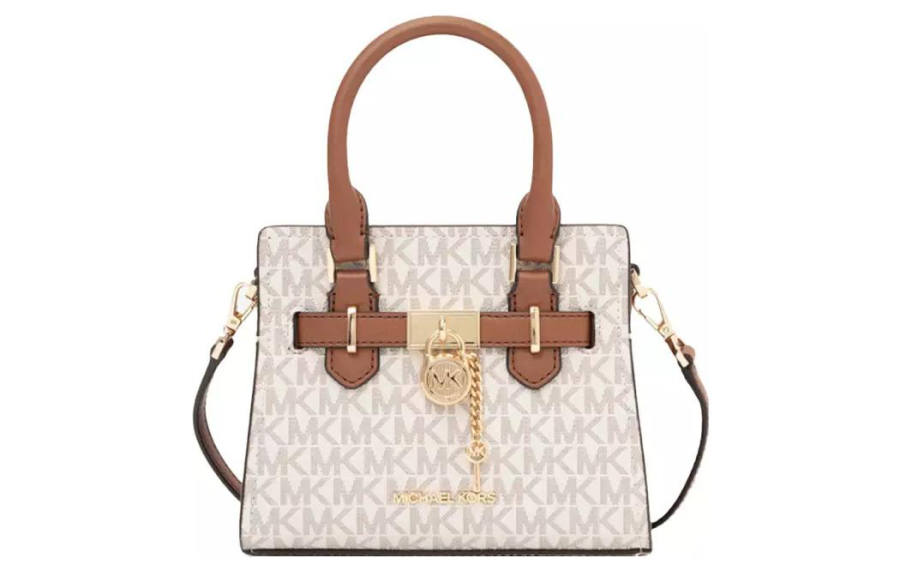 MICHAEL KORS Hamilton PVC With Cow Leather Tote Bag, Shopping Bag, Handbag, Shoulder Bag Mini Women's Vanilla