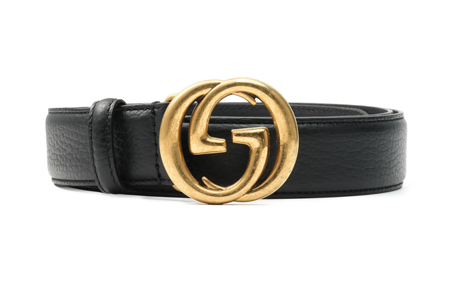 GUCCI GUCCI Blondie Leather Belts Men's Black Width 3cm