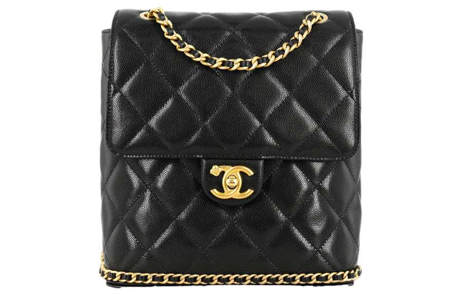 CHANEL Calfskin Backpack Women's Black