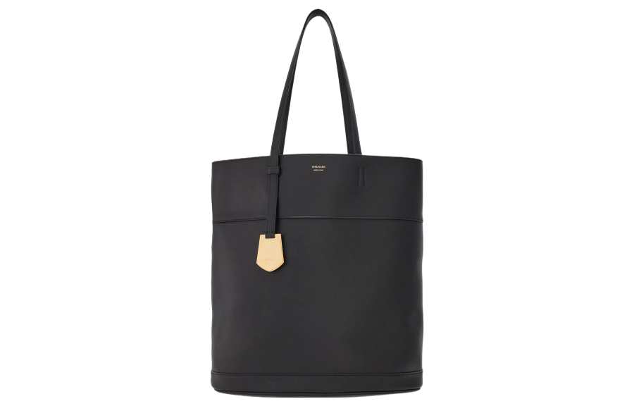 FERRAGAMO Smooth Calfskin Tote Bag, Shopping Bag, Handbag Medium Women's Black