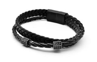 DAP Leather Wristbands Unisex Black Gift Box Set