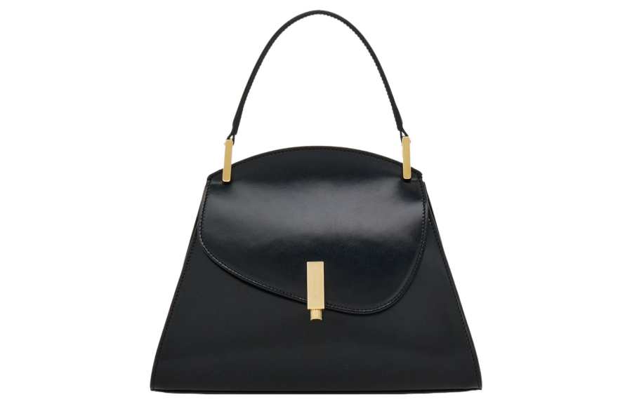 FERRAGAMO Solid Color Calfskin Handbag Small Women's Black