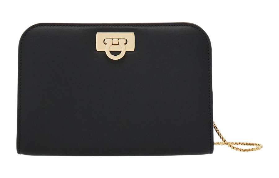 FERRAGAMO Calfskin Clutch Mini Women's Black