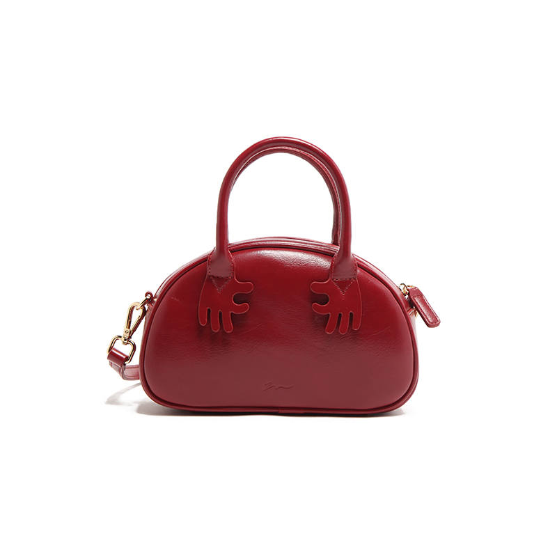 MICOCAH Pu Crossbody Handbag Regular Women's Wine Red/Bright Stone Black