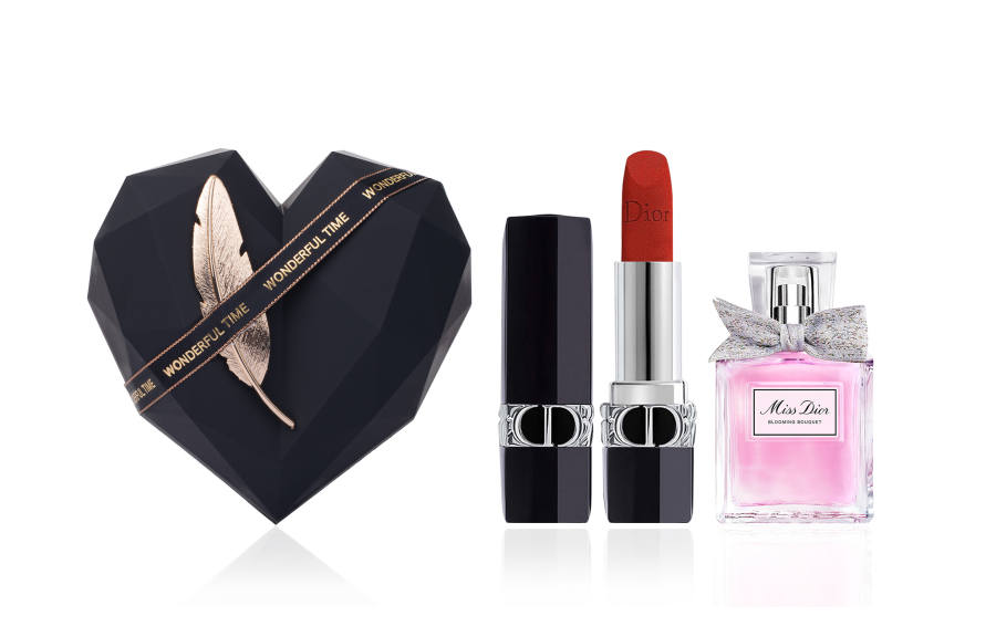DIOR Vivid Blue Gold Lipstick Formal Wear+Perfume Sample Box Shopping Bag Makeup Sets Velvet Natural Long Lasting
