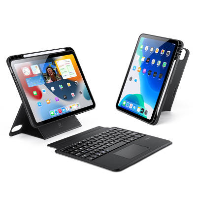 DUXDUCIS IPad Case+Touch Bluetooth Keyboard, Magnetic Keyboard Case, 360 Degrees Rotating Magnetic Leather Pouch