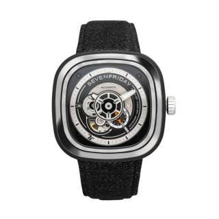 SEVENFRIDAY Automatic Mechanical Movement 30m Waterproof Unisex Watch 43mm Black Dial Stainless Steel Case