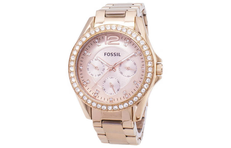 FOSSIL Lilley Collection Wrist Watches Quartz Movement Stainless Steel Strap 38mm Rose Gold Watch Dial Women's Watch