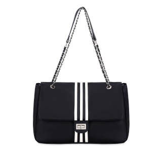 UNITE STAR Nylon Shoulder Bag Women's Black White/Black Gray