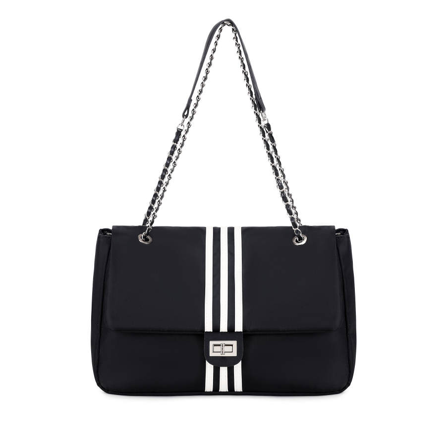 UNITE STAR Nylon Shoulder Bag Women's Black White/Black Gray