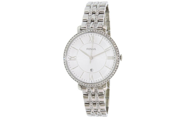 FOSSIL Jacqueline Collection Wrist Watches Quartz Movement Stainless Steel Strap 36mm Silver Dial Women's Watch