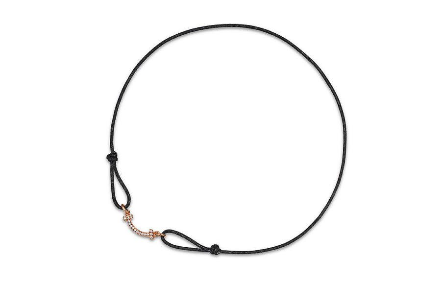TIFFANY & CO. 18K Rose Gold, Recycled Polyester, Diamond Bracelets Women's Black