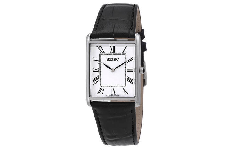 SEIKO Quartz Movement Leather Strap Watch Unisex White Dial