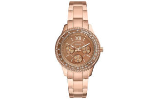 FOSSIL Stella Collection Wrist Watches Quartz Movement Stainless Steel Strap Tan Watch Dial Women's Watch