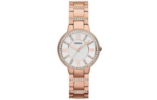 FOSSIL Virginia Collection Wrist Watches Quartz Movement Stainless Steel Strap 30mm Silver Dial Women's Watch