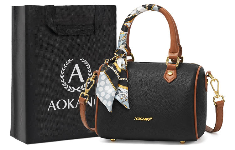 AOKANG Cow Leather With Synthetic Leather Commute Bag, Boston Bag, Pillow Bag, Shoulder Bag, Crossbody Bag, Handbag