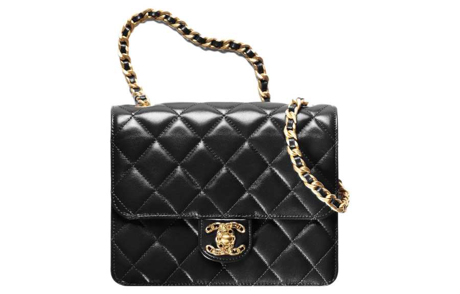 CHANEL Sheepskin Chain Shoulder Bag, Crossbody Bag Women's Black